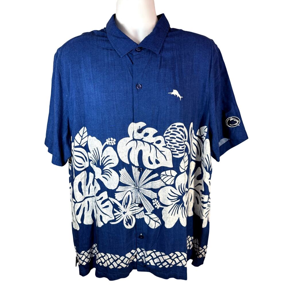 Penn State Tommy Bahama Shirt Men 2XL Blue Hawaiian Collegiate Series Lions